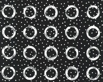 Pen and Ink White on Black Rings Robert Kaufman Fabric 34 inches LAST IN STOCK