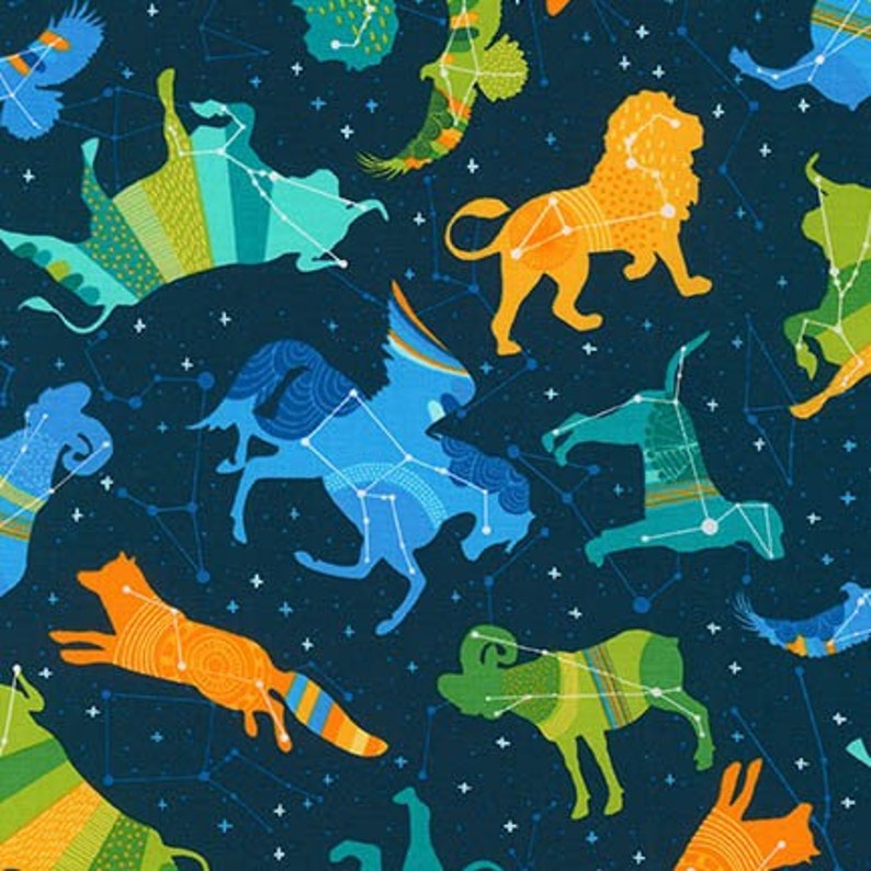 Constellations Night Sky Animals Robert Kaufman Fabric 30 inches LAST IN STOCK image 1