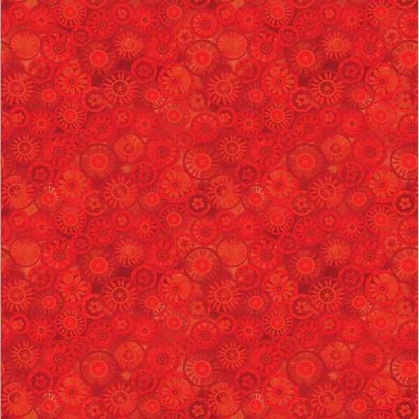Spiral Shadows Red Season of the Sun Digital David Galchutt Benartex Fabric