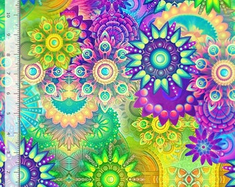 Abstract Kaleidoscope Multicolor Timeless Treasures Fabric 1 Yard