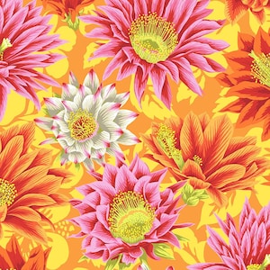 Kaffe Fassett Cactus Flower Yellow Philip Jacobs Free Spirit Fabric 13 inches LAST IN STOCK