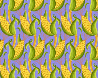 Tela Free Spirit de Jane Sassaman Corn Blue Vegetable Patch