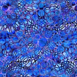 Elementals Blue Large Spiral Medallion Dan Morris Quilting Treasures Fabric