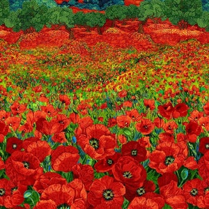 Tessuto Poppies Field Timeless Treasures Pannello da 24&quot;