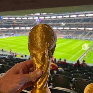 3D Printed Gold Soccer Trophy Replica – 6" Cup Award, Detailed Futbol - Soccer Fan Party Favor