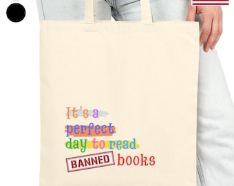 Read Banned Books Tote Bag | Book Lover Gift | Library Accessory | Perfect Day to Read Banned Books | Literary Tote