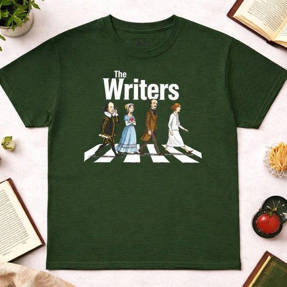Camiseta escritores | Regalo literario para lectores | Autores clásicos estilo Abbey Road