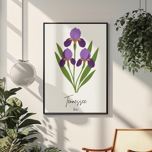 Tennessee State Flower Art Print, Elegant Botanical Art, Iris Art, Oil Painting Print, Un-Framed Wall Decor, Native Flower, Minimalist, Chic