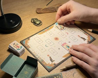 Ancient Egyptian Tarot Cards, Miniature Dollhouse Deck (1/12 and 1/6 Scale)