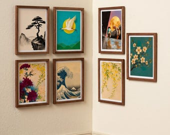 Japanse kunstbundel afdrukbaar | Muurkunst poppenhuis op schaal 1:12 | Miniatuur op Azië geïnspireerde prints