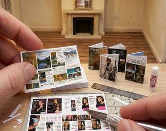 1/12スケール ミニチュア雑誌セット｜野生動物、写真、ファッション、旅行（デジタルダウンロード）