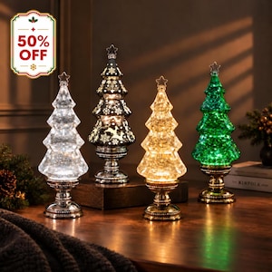Lighted Acrylic Christmas Tree, Tabletop Holiday Decor for Mantel(14-15.7")