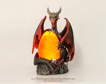 Lighted Dragon Glitter Globe – Gothic Halloween Centerpiece