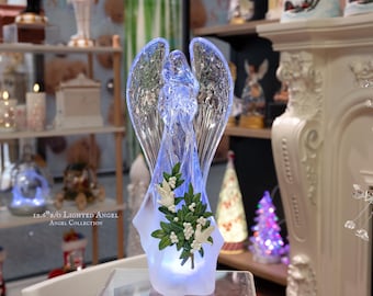 12.6” Lighted Angel Figurine, Romantic LED Table Decor, Pink or Color-Changing Glow, meaningful gift for mom, adding greeting cards