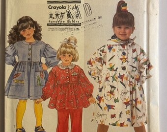 Simplicity 9891 新品未裁断 女の子用 サイズ2-6x ドレスまたはスモック、トップス、パンツ、スカーフの型紙