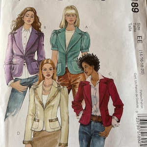New Uncut Size 14-20 Misses Lined Jackets, McCall&#39;s 5189 Sewing Pattern