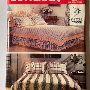 May include: A sewing pattern for a bedspread with a ruffled edge. The pattern is from Butterick and is called "Craft". The pattern is for one size and is from the Nettle Creek collection.