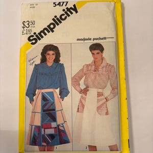 Simplicity 5477 Misses Size 12 String Quilted Lined Back Wrap Skirt and Pullover Blouse Sewing Pattern