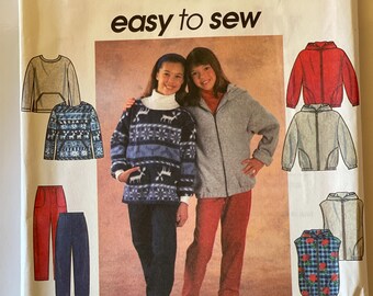 New Uncut Size 12-14 Girls Jacket or Vest, Top and Pants, Simplicity 7812 Sewing Pattern