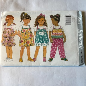 New Uncut Size 2-4 Childrens Dress, Top, T-Shirt, Skirt, Shorts and Pants, Butterick 3962 Sewing Pattern
