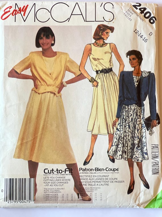 New Uncut Size 12-16 Misses Jacket and Dress, Mccall's 2406 Sewing