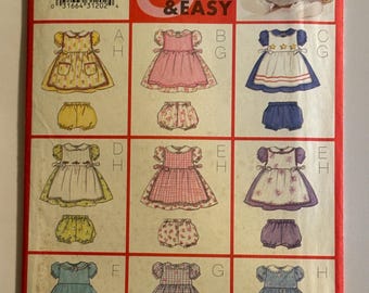 Butterick 6483 新品未裁断 乳児サイズ 新生児～13kg ジャンパースカート、ドレス、ショーツの型紙