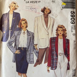 New Uncut Size 8-12 Misses Lined or Unlined Jackets, McCall&#39;s 5909 Sewing Pattern