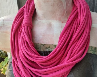 Dark Pink Infinity Multi Strand T shirt Jersey Scarf