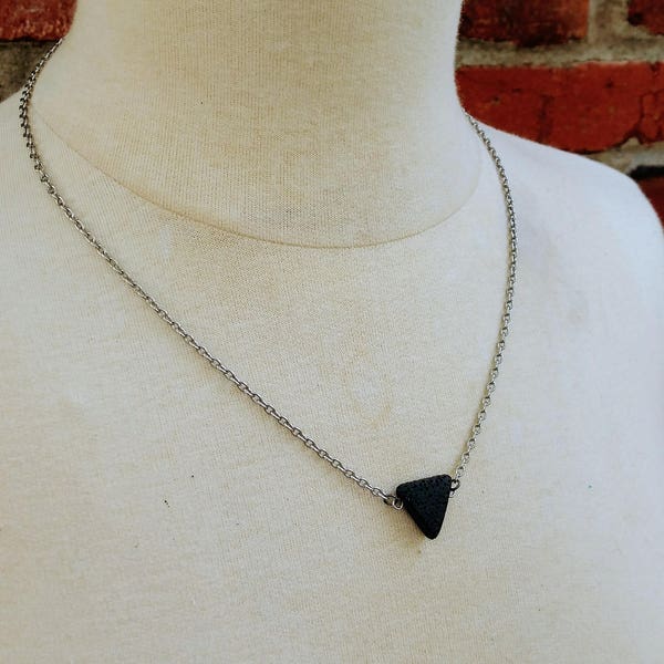 SALE Single Triangle Lava Stone Pendant Essential Oil Aromatherapy Diffuser Necklace