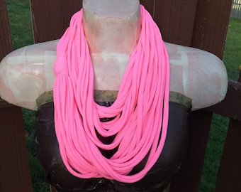 Bright Pink Infinity Multi Strand T shirt Jersey Scarf