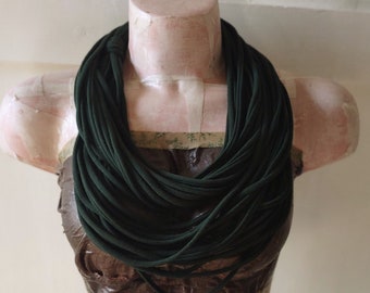 Dark Green Infinity Multi Strand T shirt Jersey Scarf