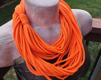 Bright Orange Infinity Multi Strand T shirt Jersey Scarf