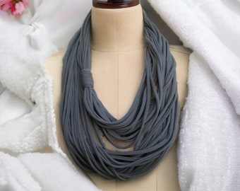 Charcoal Infinity Multi Strand T shirt Jersey Scarf