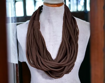 Chocolate Brown Infinity Multi Strand T shirt Jersey Scarf