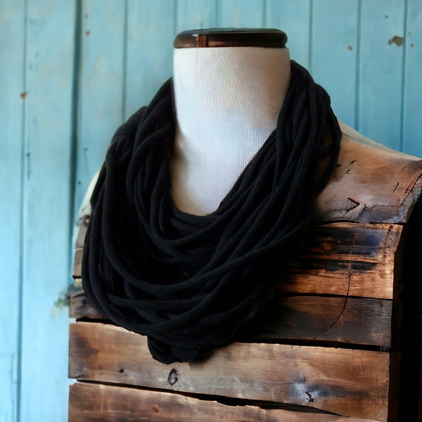 Black Infinity Multi Strand T shirt Jersey Scarf