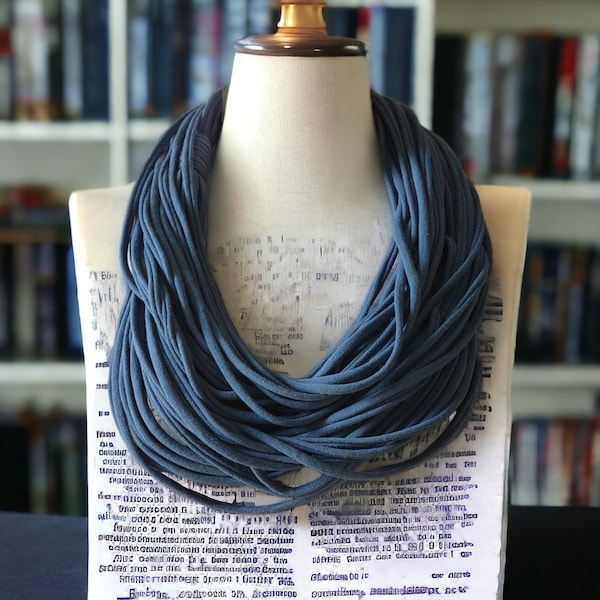 Slate Blue Infinity Multi Strand T shirt Jersey Scarf