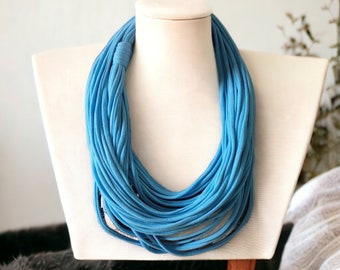 Light Blue Infinity Multi Strand T shirt Jersey Scarf