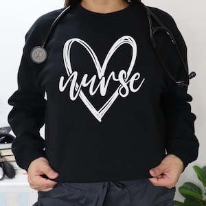 Nurse Heart Sweatshirt, RN Pullover, Medical Staff Jumper, Healthcare Worker Sweater, Hospital Gift Top, Gift for Nurse