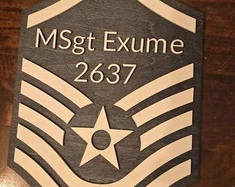 USAF Air Force E-7/MSgt Randig plakett utmärkelse laser svg xtool xcs (endast fil)