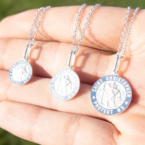Italian Saint Christopher Pendant, 925 Sterling Silver, 12mm to 18mm, Saint Coin Pendant Necklace, Christian Necklace, Catholic Necklace