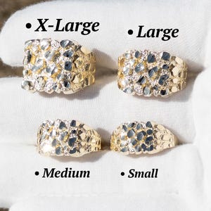 10K REAL Solid Gold Nugget Ring, Square Nugget Ring, Women&#39;s & Men&#39;s Gold Nugget Ring, Gold Pinky Ring, Statement Ring, Solid Gold Ring