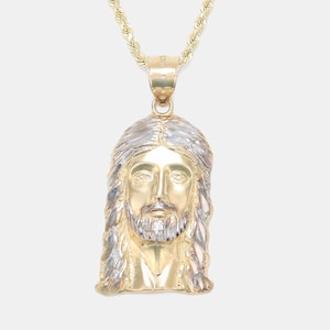 10K Gold Jesus Pendant Necklace, Gold Jesus Face, Jesus Piece Head, 10K Jesus Pendant, REAL GOLD, Jesus Pendant Necklace for Men or Women