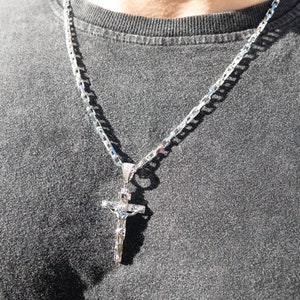 Silver Jesus cross pendant, 925 sterling silver crucifix, Jesus crucifixion necklace, Christian men's jewelry, Catholic cross pendant, sterling silver religious necklace, men's Christian cross, faith jewelry, silver cross for men, Catholic crucifix