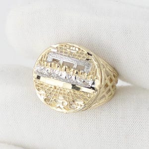 10K Last Supper Ring, Real Solid 10K Gold Ring, Jesus Ring, Christian Ring, Gold Ring for Men, Round Ring Two Tone Men's Ring 10K Solid Gold