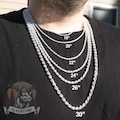 Italian Silver Rope Chain, SOLID Sterling Silver Chain Necklace, Rope Link, Silver Necklace Men's & Women's, 1.8 to 5.5mm, 16" to 30" Inches