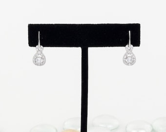 Diamond Teardrop Stud Earrings, Sterling Silver, White Gold Rhodium Plating, Cz Diamond Studs, Dainty Silver Earrings Drop Earrings Dazzling