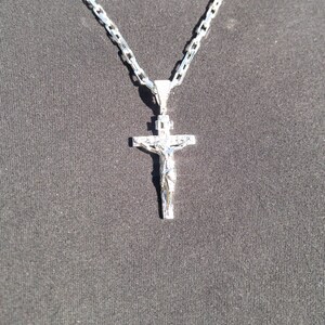 Silver Jesus cross pendant, 925 sterling silver crucifix, Jesus crucifixion necklace, Christian men's jewelry, Catholic cross pendant, sterling silver religious necklace, men's Christian cross, faith jewelry, silver cross for men, Catholic crucifix