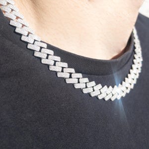 Certified VVS1 Moissanite Diamond Cuban Link Chain, 925 Sterling Silver, 14mm Iced out Diamond Miami Cuban Chain for Men, Necklace, Bracelet