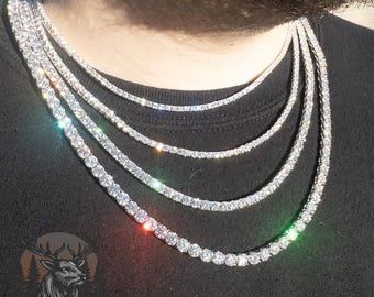 4mm Moissanite VVS Tennis Chain 925 Sterling Silver 16 18 20 inch Passes Diamond Tester