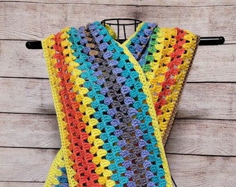 Granny Pocket Shawl, Crochet Wrap, Scarf,